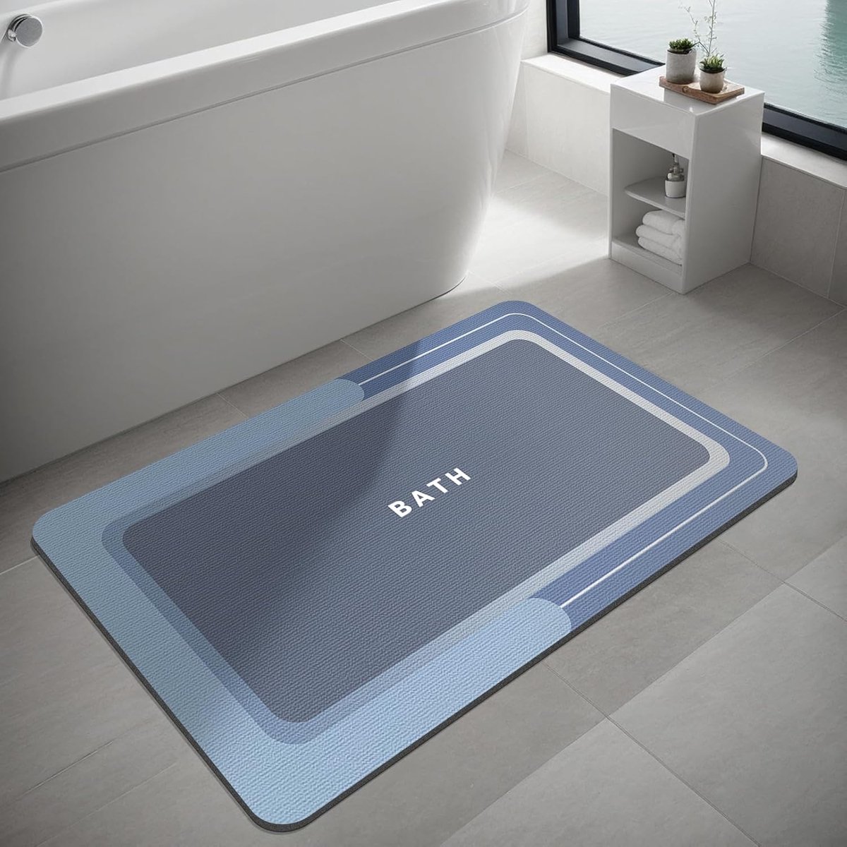 Badmat badkamermat tapijten rubber antislip sneldrogend dun badkamertapijt voor vloer, badkuip, keuken (marineblauw, 45 x 75 cm )