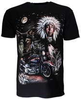 Native American Indiaan Motor Wolf Maan T-shirt - Origineel Design - 3XL
