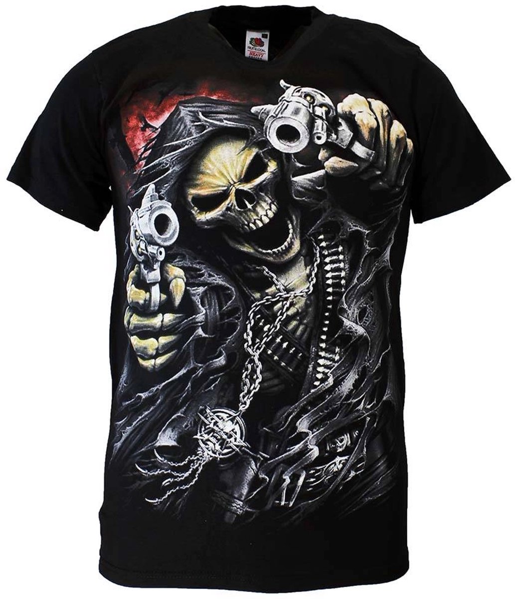 Reaper Skull T-Shirt 'Two Guns' - Origineel Design - XXL