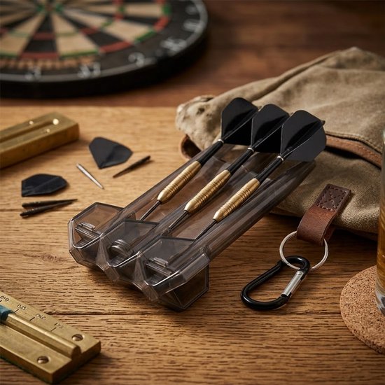 Draagbare dart case met karabijnhaak - compacte dart opbergdoos voor darts en accessoires - stevige kunststof dart etui met vergrendelbare sluiting voor bescherming - dart accessoires voor heren en dames van Merkloos — afbeelding 5