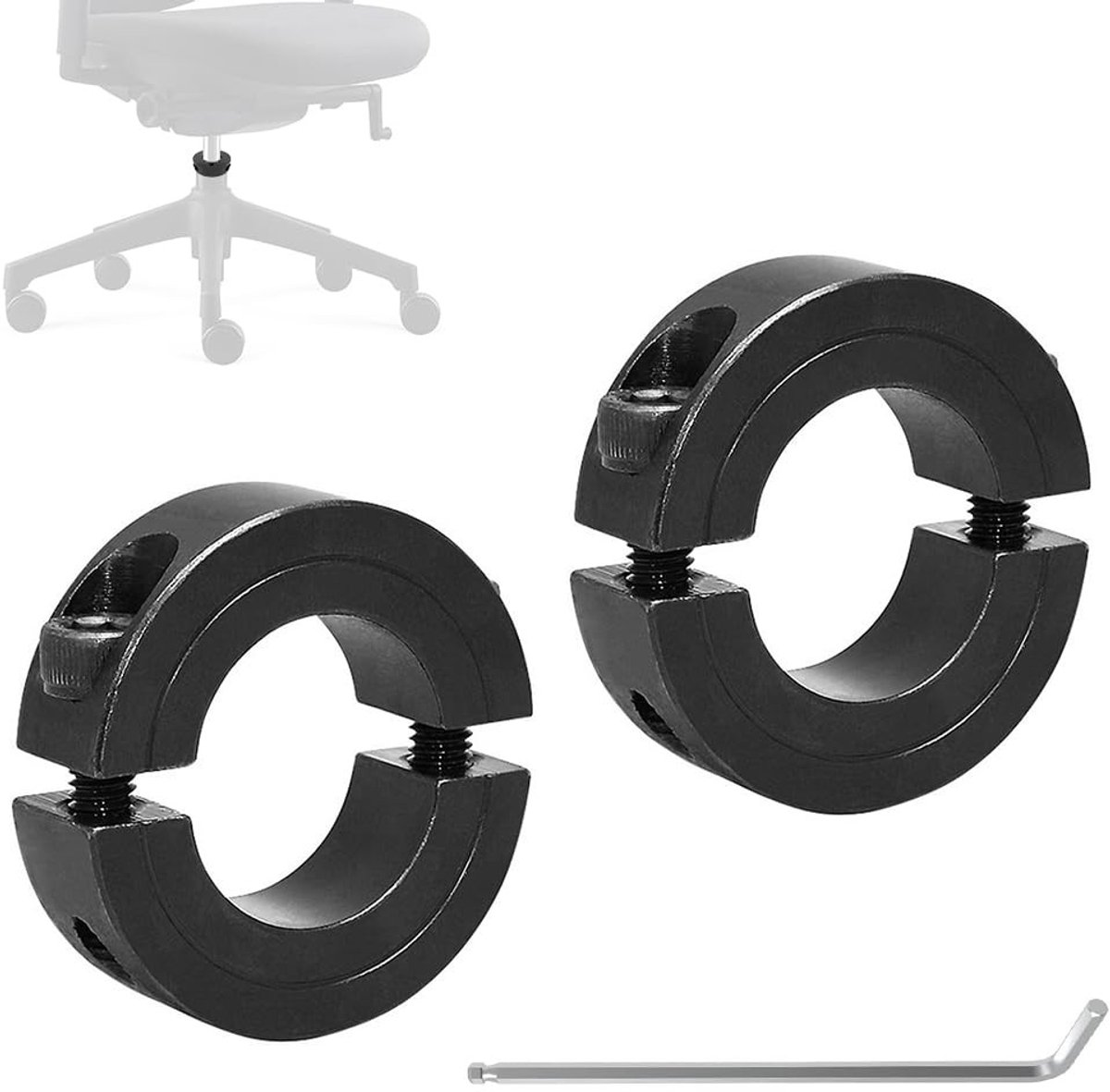 Allecto - Bureaustoel stoppers - Zinkende bureaustoel repareren - Stalen klemmen - 28 mm - Voor kantoor - Inclusief gereedschap