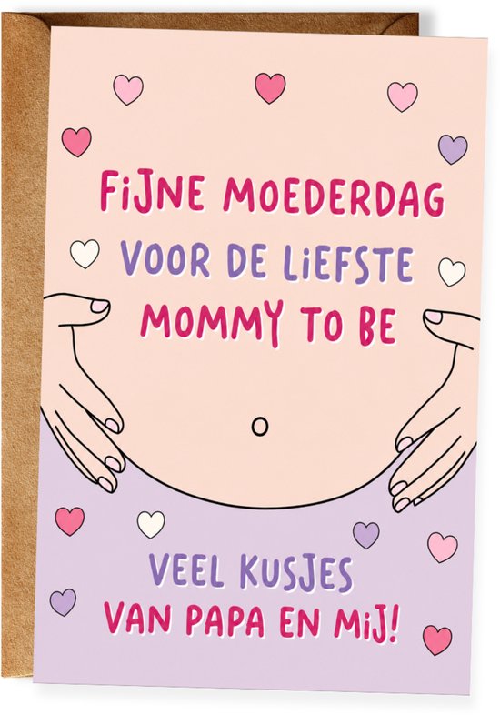 Moederdagkaart voor zwangere vrouw – Mommy to Be - Eerste Moederdag - Baby in de buik - Toekomstige Moeder - Mama in verwachting - Baby onderweg - Ansichtkaart - (10x15 cm incl. envelop)