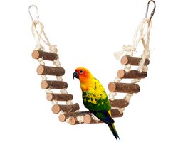 Klimladder voor Vogelkooi - Houten Klimladder voor Vogels en Dieren – Klimspeelgoed en schommel voor parkieten en vogels – Kooi-accessoire - Huisdier Trap - Vogelaccessoires, Klimspeelgoed voor Papegaaien