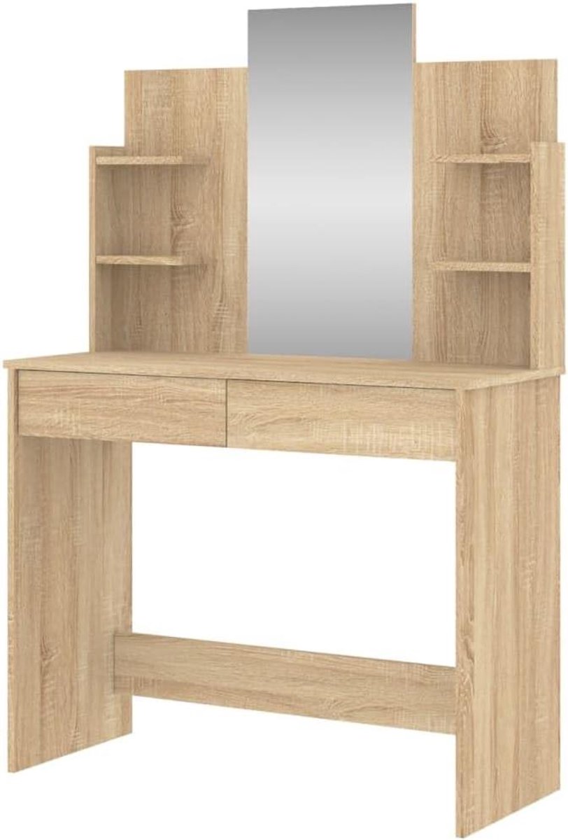 Kaptafel Met Spiegel - Make-up Tafel Wandtafel - Slaapkamer Inrichten - Met 2 Laden 4 Schappen - 96x39x142 cm
