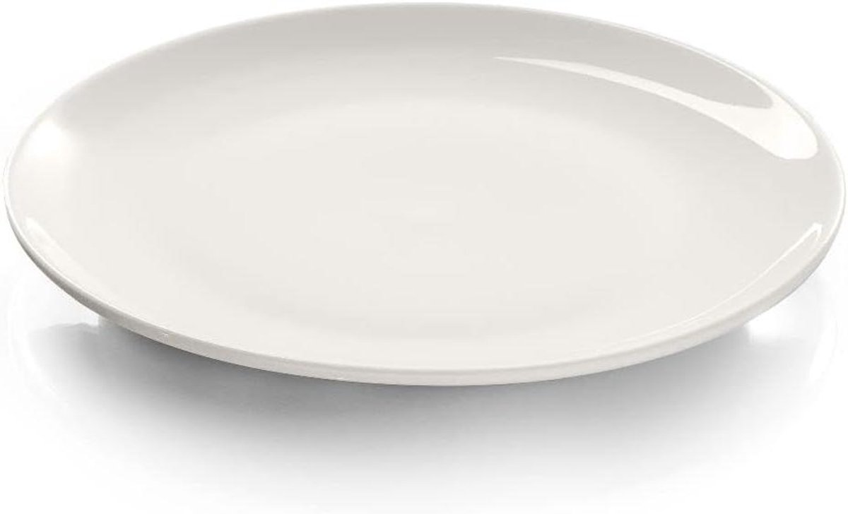 Dinerbord Plat - Platte schaal Serviesbord - Maaltijden Serveren - Randloos Design - 25 cm - Wit
