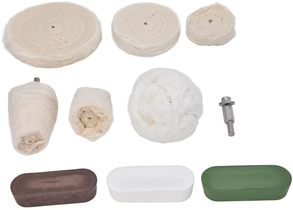 Polijstschijf Kit - Buffing Wielen Set - Metaal Polijsten - Katoenen Flanel Materiaal - 10 stuks - Grijs