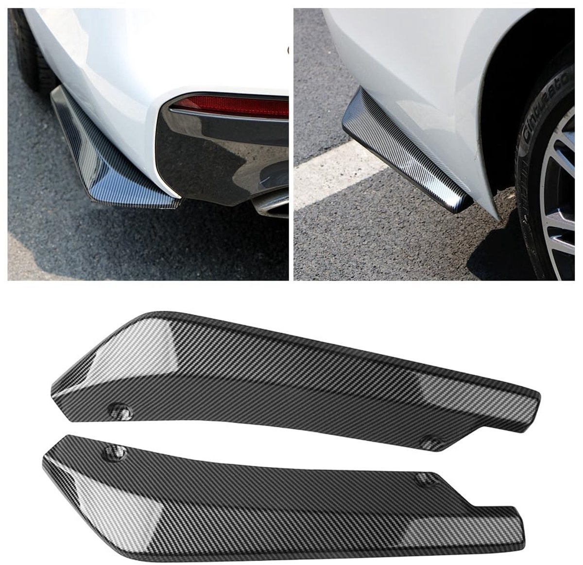 Allecto - Auto Achterbumperspoiler - Achterspoiler Set van 2 - Koolstofvezel - Bumperafdekking - Auto Accessoires - Glanzend Zwart