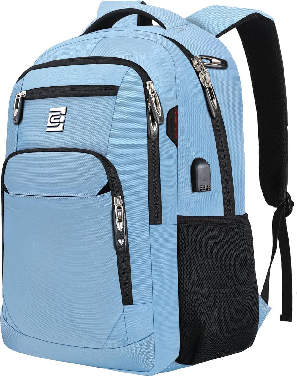MODENUIT Reistassen - Rugzak, Laptop Rugzak, Travel Rugzak, Grote Capaciteit Rugzak, Backpack Voor Werk En Reizen, Lichtgewicht Grote Capaciteit Rugtas, 18 Inch Rugzak, Travel Backpack Met Veel Vakken, Lichtblauw, Oxford-Stof