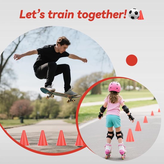 Trainingskegels Voetbal - Sport Markers - Agility Training - Zacht PP Materiaal - 6 Stuks 18cm - Rood — afbeelding 2