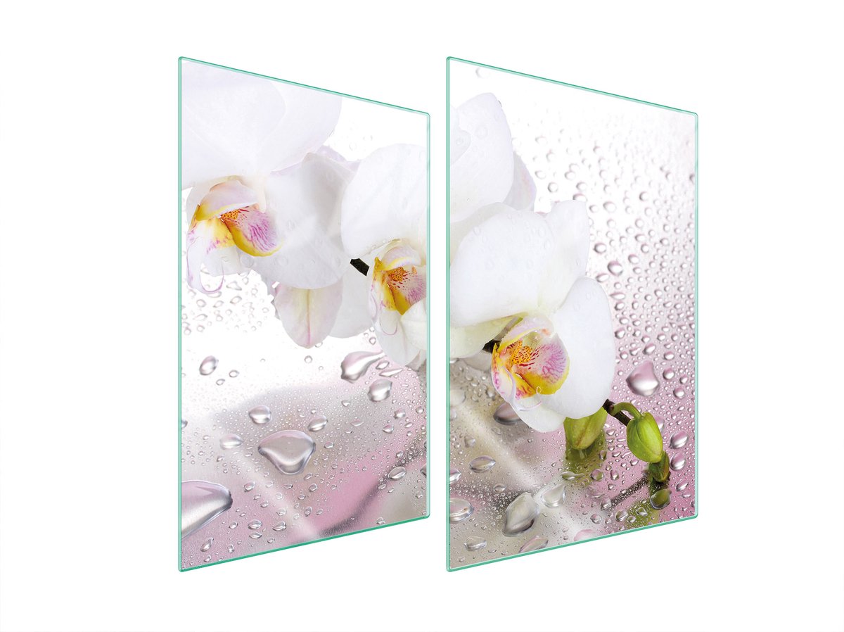 TMK ArtDeko Serie - Glazen Kookplaat Bescherming - 2x35x52 cm - Orchid