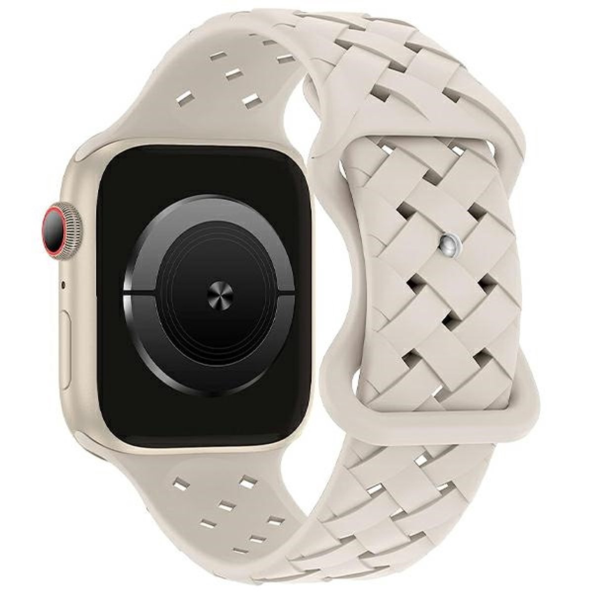 Beline Silicone Woven Serie - Horlogebandje - Apple Watch Compatibiliteit - Beige en Starlight - Comfortabel