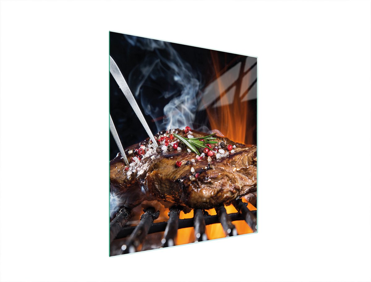 TMK ArtDeko - Glas Snijplank - Beschermpaneel - 45x52 cm - Grill