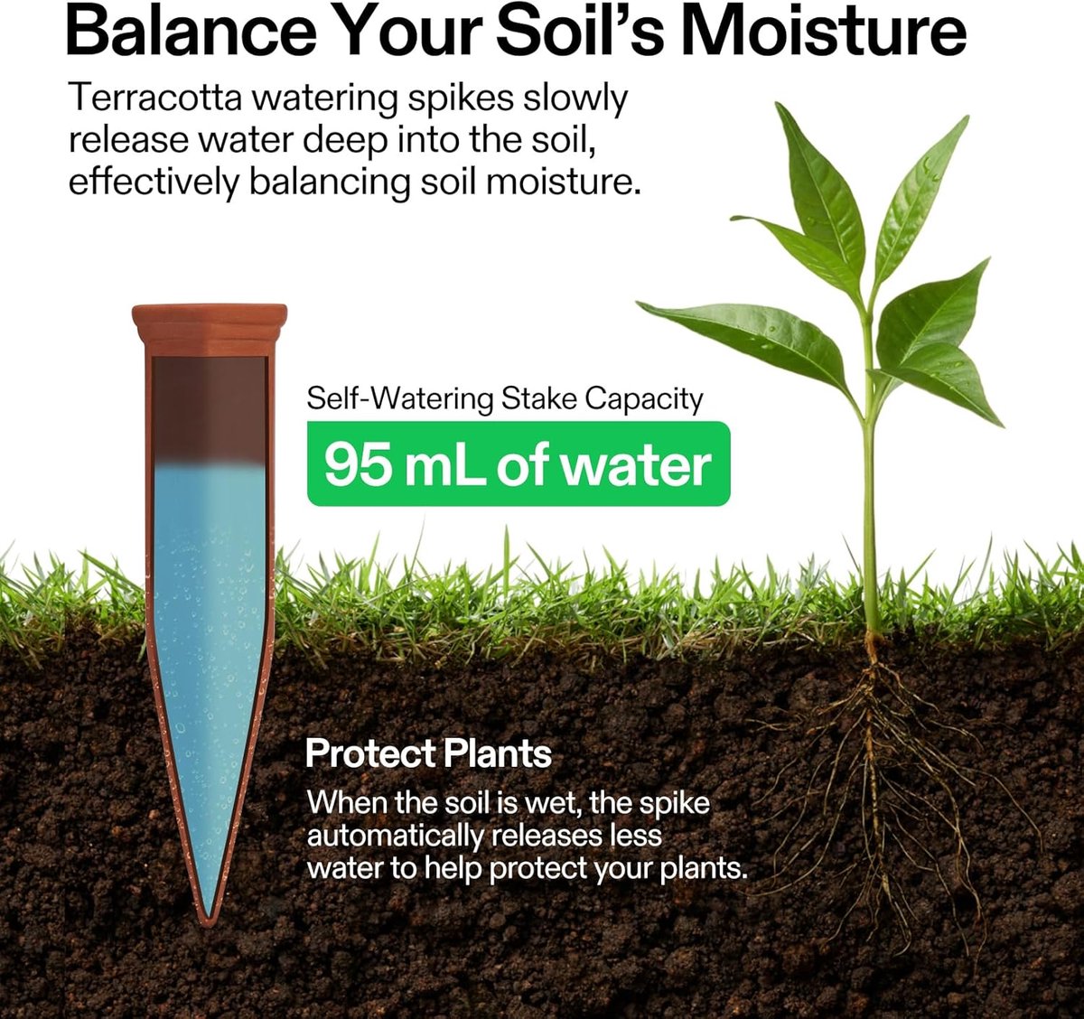 6 Stuks - Waterdruppelaar Keramiek - Terracotta - Watergeefsysteem planten - Beregening Voor Kamerplanten - Bewateringssysteem - Druppelsysteem - Waterdruppelaar Voor Planten - Zelfbewatering - Voor binnen en buitenplanten in vakantiewoningen thumbnail 6