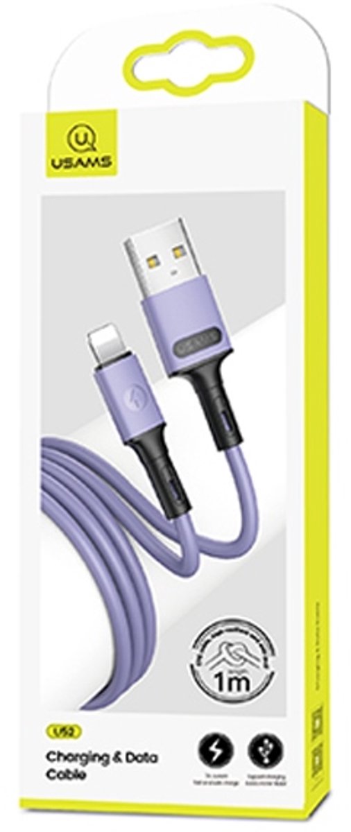 USAMS U52 Serie - Lightning Kabel - 1m - Purper - Snel Opladen
