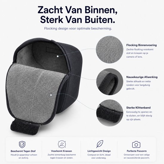 BOTC Cameratas - Geschikt voor DSLR Camera - Camera Fototas - Spiegelreflexcamera - Maat:M - Zwart