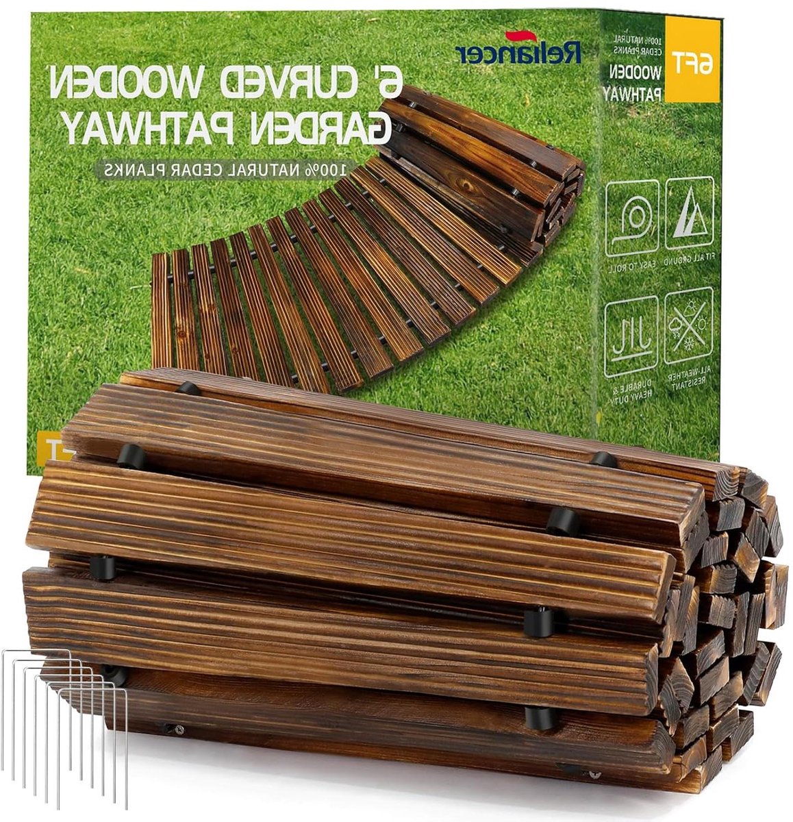 Houten Tuinpad - Wandelpad Boardwalk - Buiten Decoratie - Weerbestendig Cederhout - 1.5 meter - Bruin