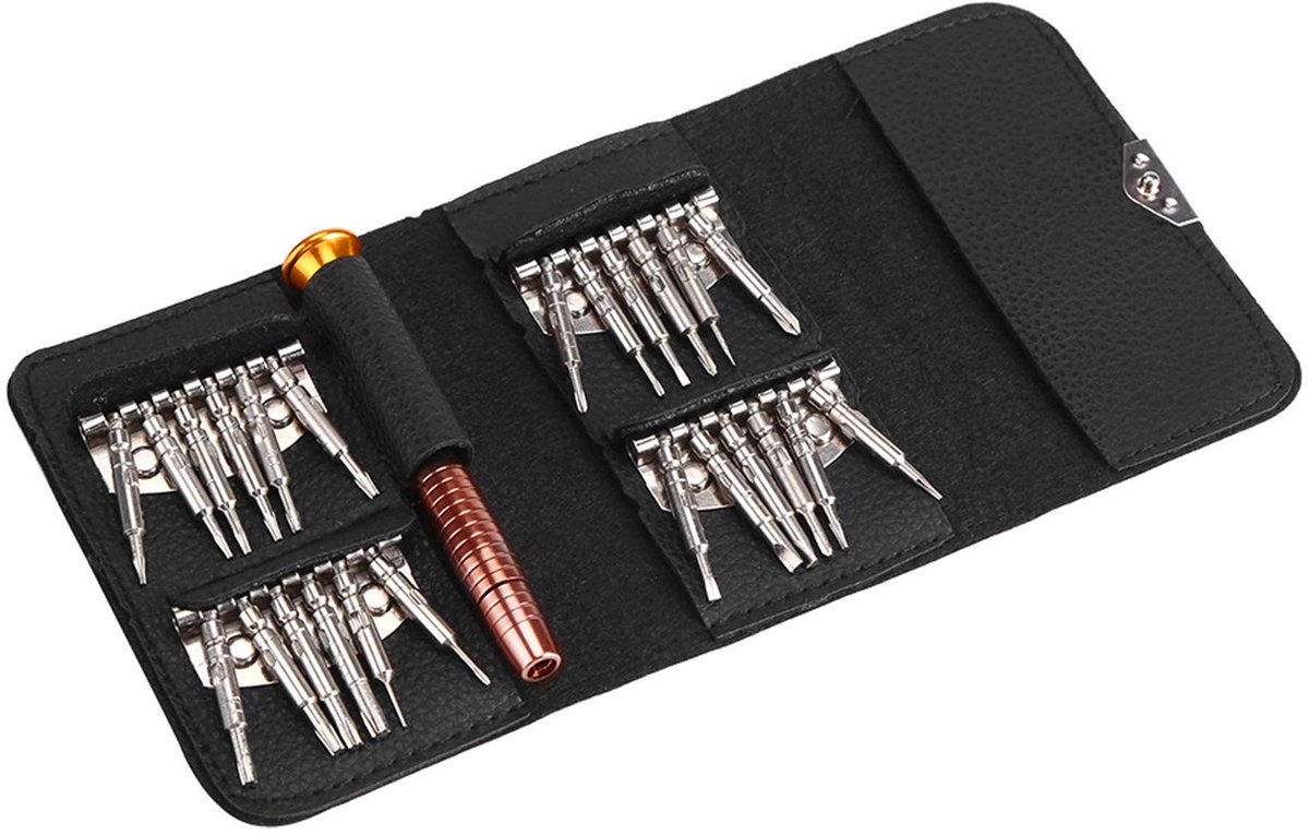 Allecto - Precision Screwdriver Set - 25-in-1 Set - Robuust en Duurzaam - Geschikt voor Smartphone en Tablet - Inclusief 24 Magnetische Bits - Perf...