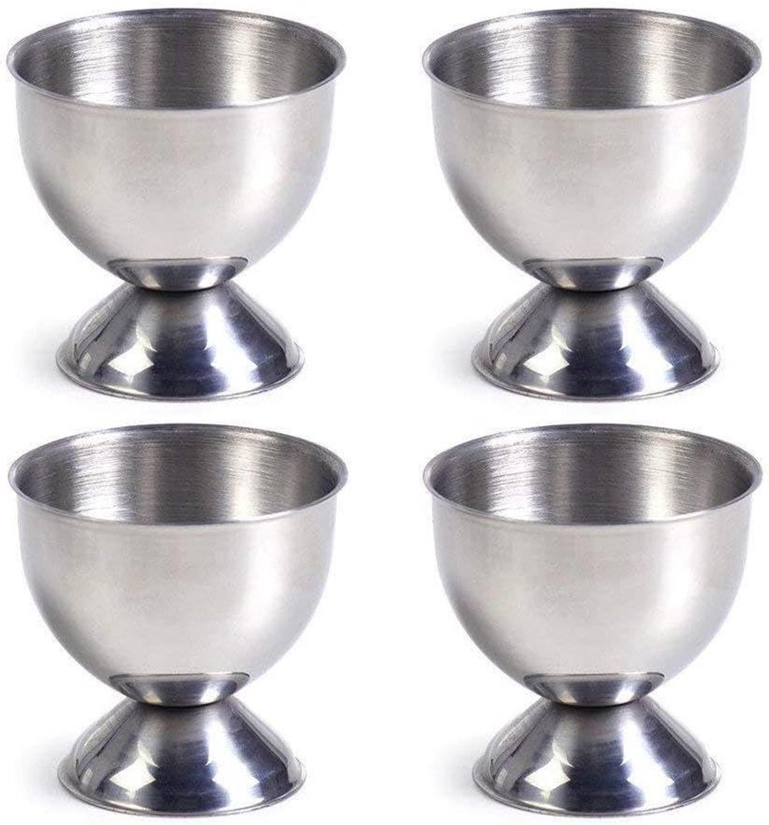 Eierbekerhouders - Eierhouder standaard - Ontbijt serveren - Roestvrij staal - 4 stuks - Zilver