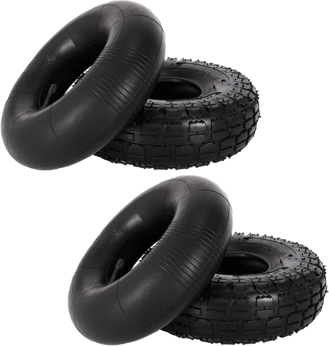 Vervangende Band en Buis - Luchtband Set - Materiaal Transport - Zwaar Gebruik Rubber - 4.10/3.50-4 inch - Zwart