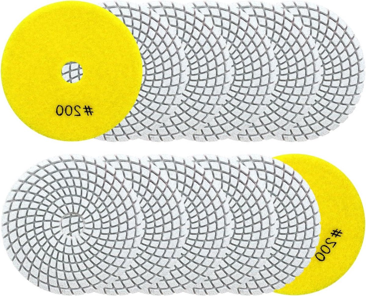 Diamant Polijstpads - Schuurschijven Set - Natte Steen Bewerking - Snel Beglazen - 12 stuks 100mm - Grit 200