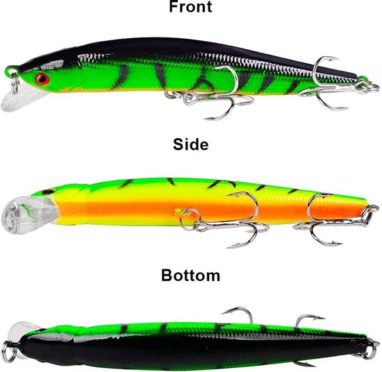 Allecto - Vis aas - Hard minnow kunstaas - 10 stuks - Kleurrijk - Topwater swimbait - Geschikt voor zoetwater en zout water — afbeelding 4