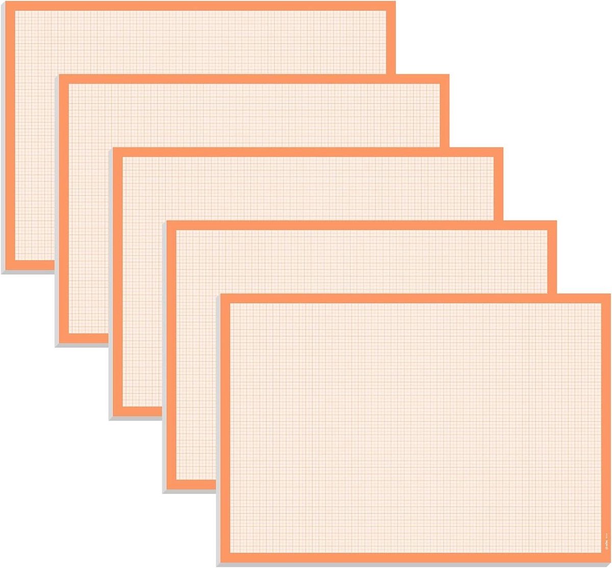 Bureauonderlegger Papier - Schrijfonderlegger Tekenblok - Schetsen en Notities Maken - Millimeterpapier Raster - 595 x 41 cm - Oranje Wit