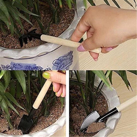 6 stuks - Mini tuingereedschap set - Spade - Hark - Schep - tuinschep - voor binnen- en buitenplantenpotten - klein -22 cm - tuincadeau - Voor Balkon En Tuin Gebruik — afbeelding 3