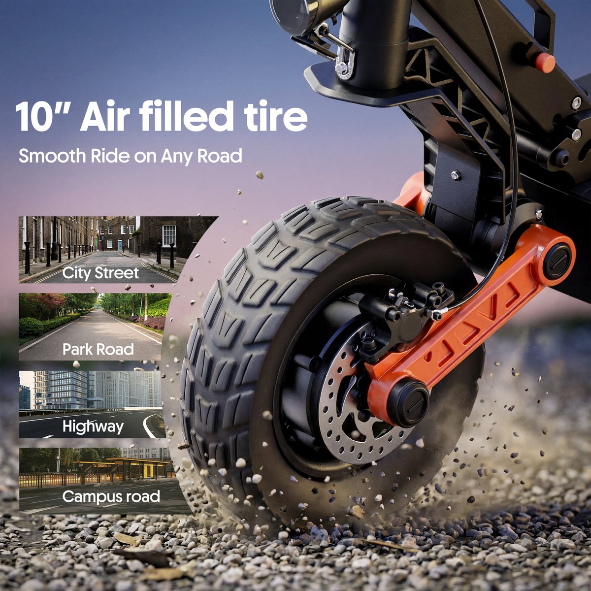 Qekud S10-S-Z Elektrische Scooter – 2x1000W Motor – 60V 18Ah Accu – 60km/h – 75km Bereik – 10" Banden – Dubbel Hydraulische Remmen – foto 3