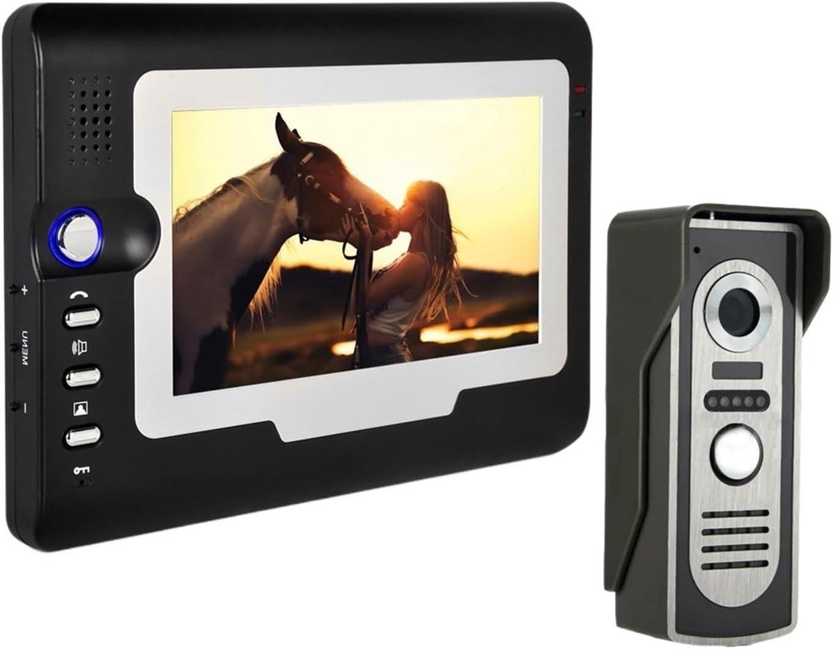 Videodeurbel Systeem - Buitenintercom Villa - Veilige Toegang - IR-Cut Kleurverbetering - 7 Inch Scherm - Zwart
