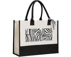 Canvas Draagtas - Grote Tas - Dagelijkse Boodschappen - Milieuvriendelijk Ontwerp - 43 x 32 cm - Zebra Print