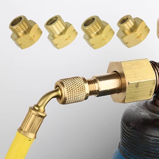 4 stuks gasflessen adapterset Europa, gasflesadapter voor het vullen van Duitse gasflessen n in het buitenland, messing gaspatronen, adapter voor het vullen van Duitse gasflessen, messing (Nr D1-D4) van Merkloos — afbeelding 2