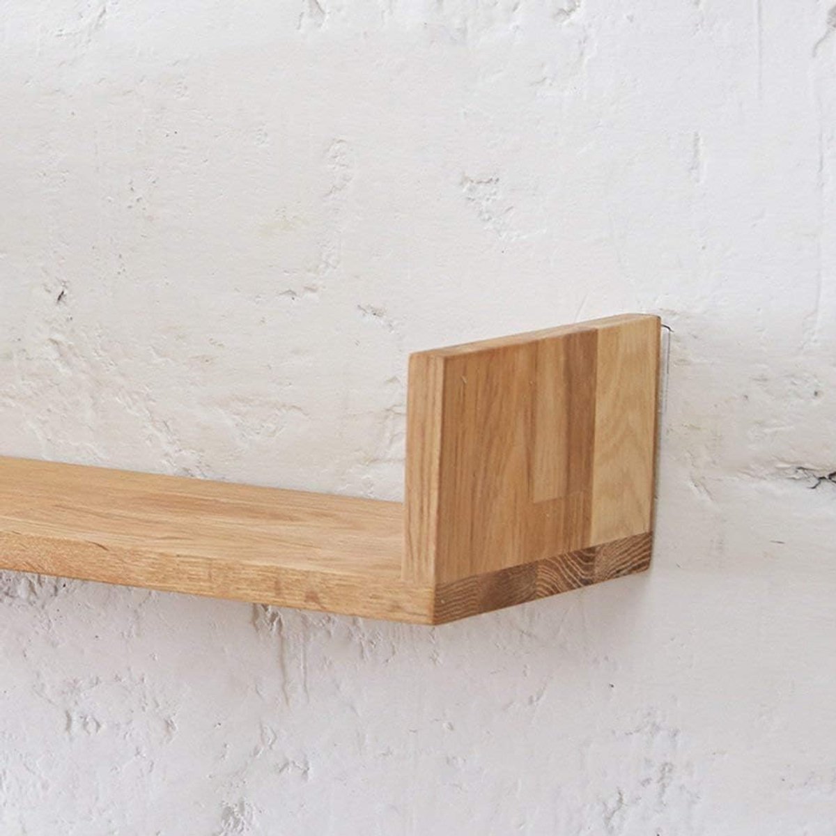 Wandplank Wandmontage Zwevend Wandrek Massief Eiken Hout Kubus Opslag 60x15x18 cm – Boeken