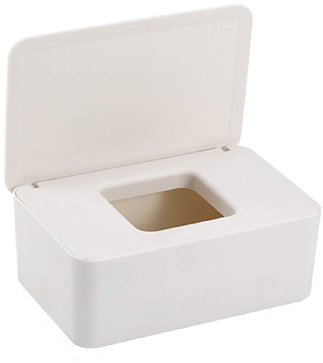 carmdering - Doekjesdispenser - Natte Doekjes Houder - Opbergbox - 18×12×7 cm, PVC, BPA-vrij - Met siliconen afdichtring, antislip voetjes - Houdt doekjes vochtig en stofvrij - Perfect voor thuis, auto en badkamer - Wit