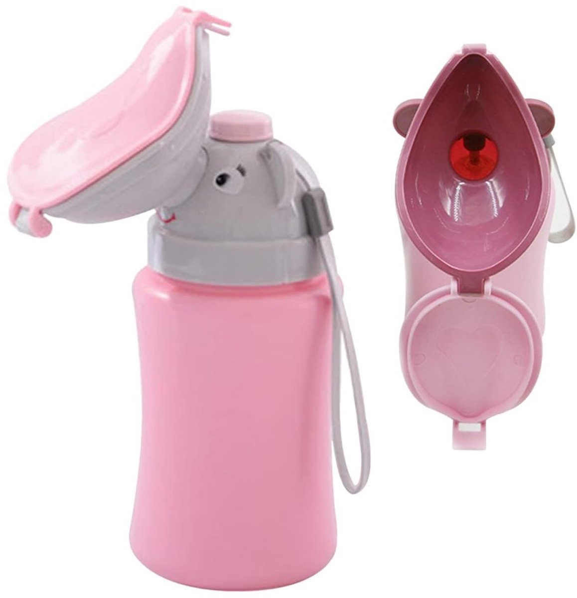 carmdering - Plas Potje - Reis Urinaal - Kinder Potje - Zindelijkheidstraining - 500 ml, lekdicht, ABS, met hendel - Voor meisjes, 1-10 jaar - Compact, lichtgewicht, eenvoudig schoon te maken - Perfect voor auto, reis en onderweg