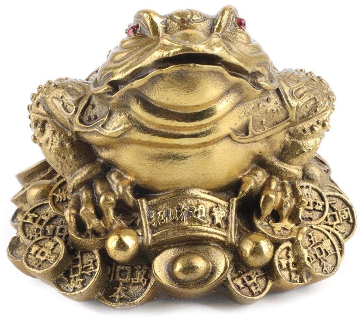 Allecto - Feng Shui Gouden Pad - Brons Driepotige Gelukskikker - Voor Rijkdom en Succes - Decoratie - Geluk - Feng Shui - Voor Thuis - Gouden Kikker