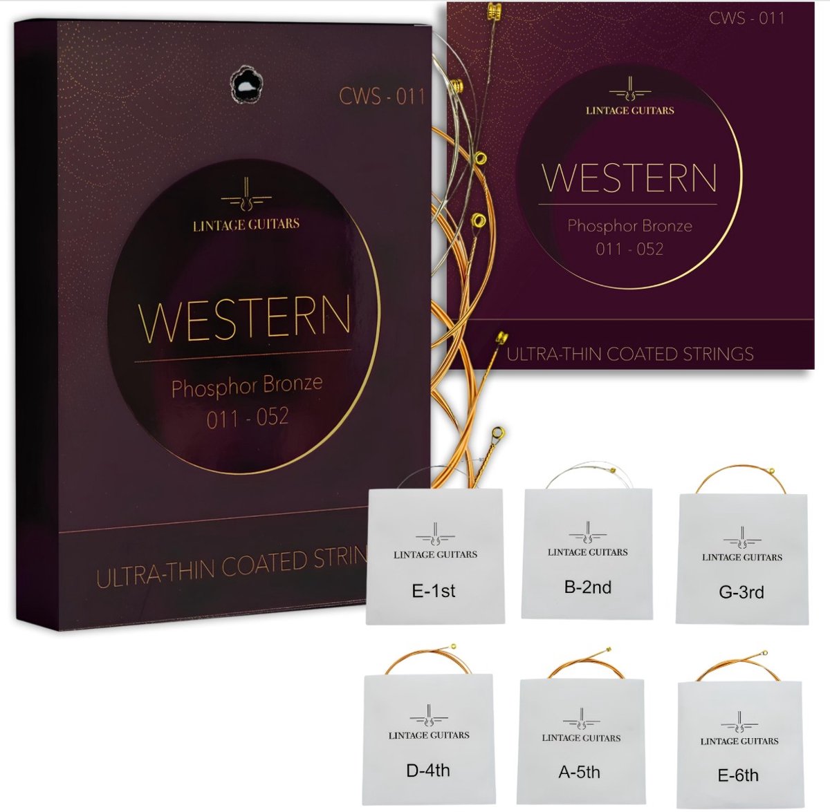11-52 Coated Long Life Western gitaar snaren - Phosphor Bronze - Anti Roest - CWS-011 - Gitaarsnaren
