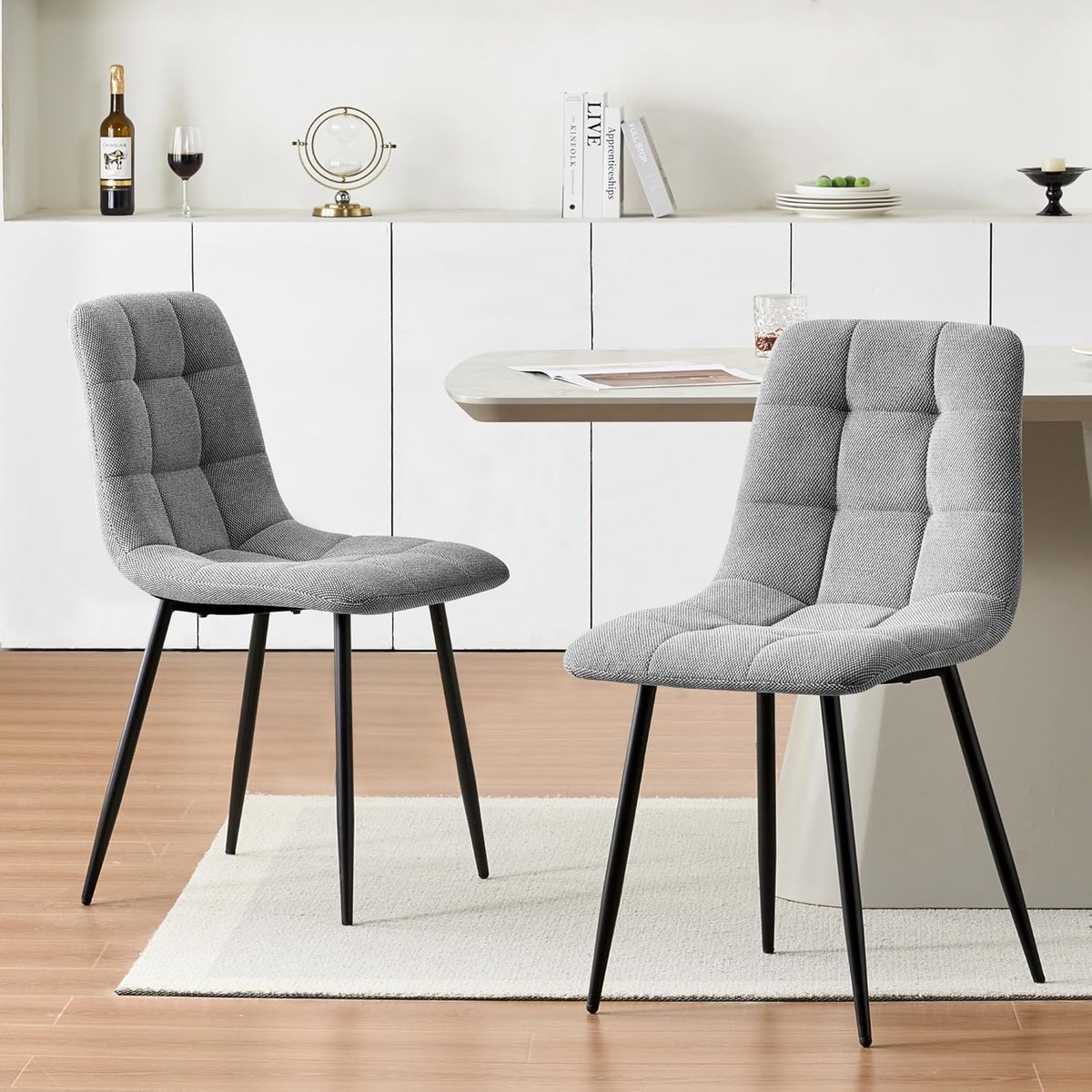 Eetkamerstoelen Set van 6 – Chenille – Grijs – Industrohome