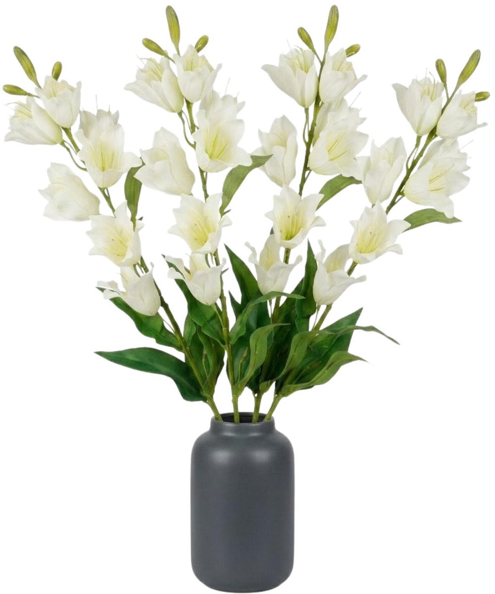 Mica Decorations Kunstbloem Campanula Floral - 3x - H71 cm - wit - kunststof - stelen kunstbloemen - boeket - witn bloemetjes