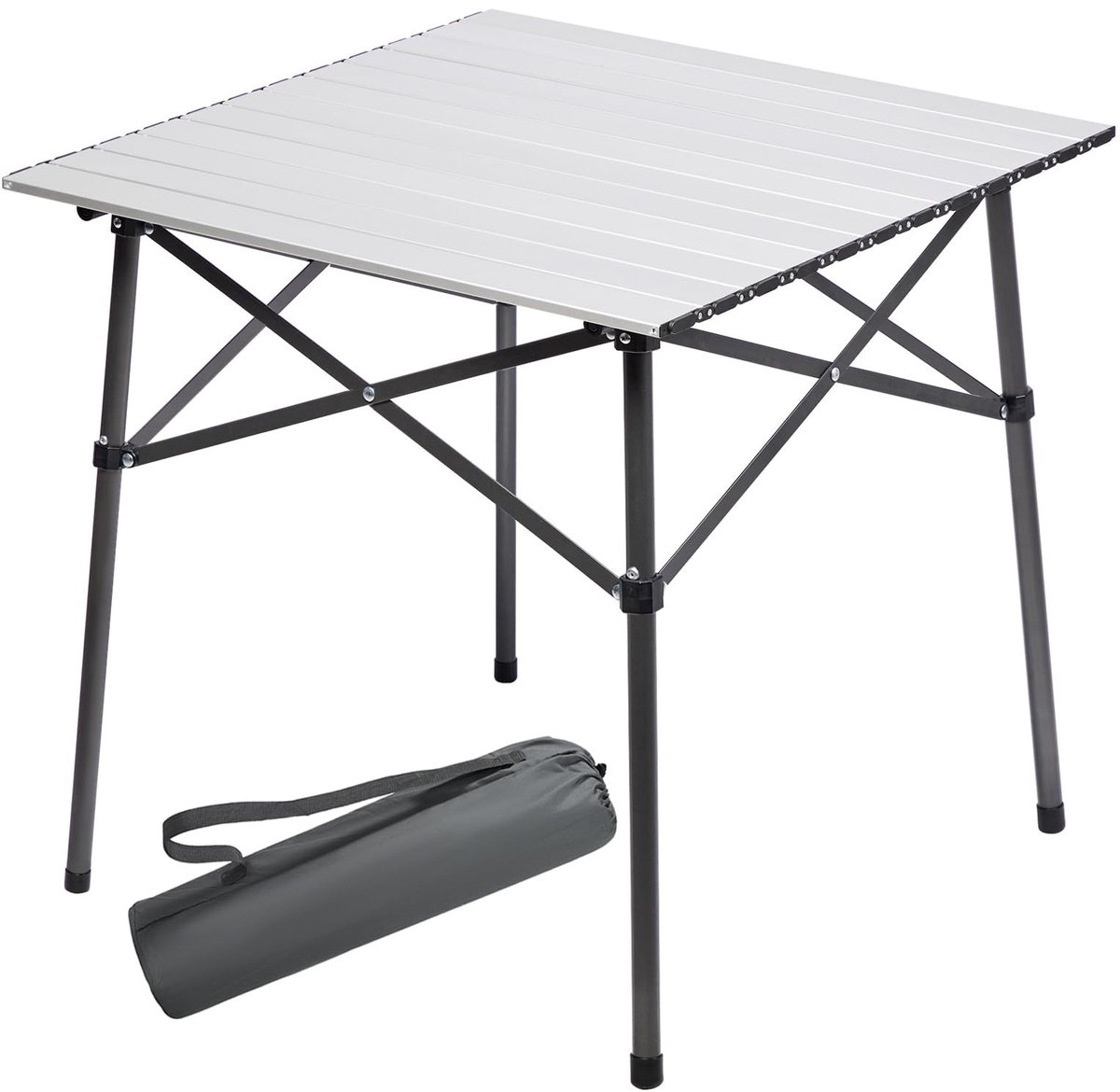 Allecto - Opvouwbare campingtafel - Compacte tuintafel - Lichtgewicht en mobiel - Zilverkleurig - Ideaal voor picknick en camping - Geschikt voor 4...