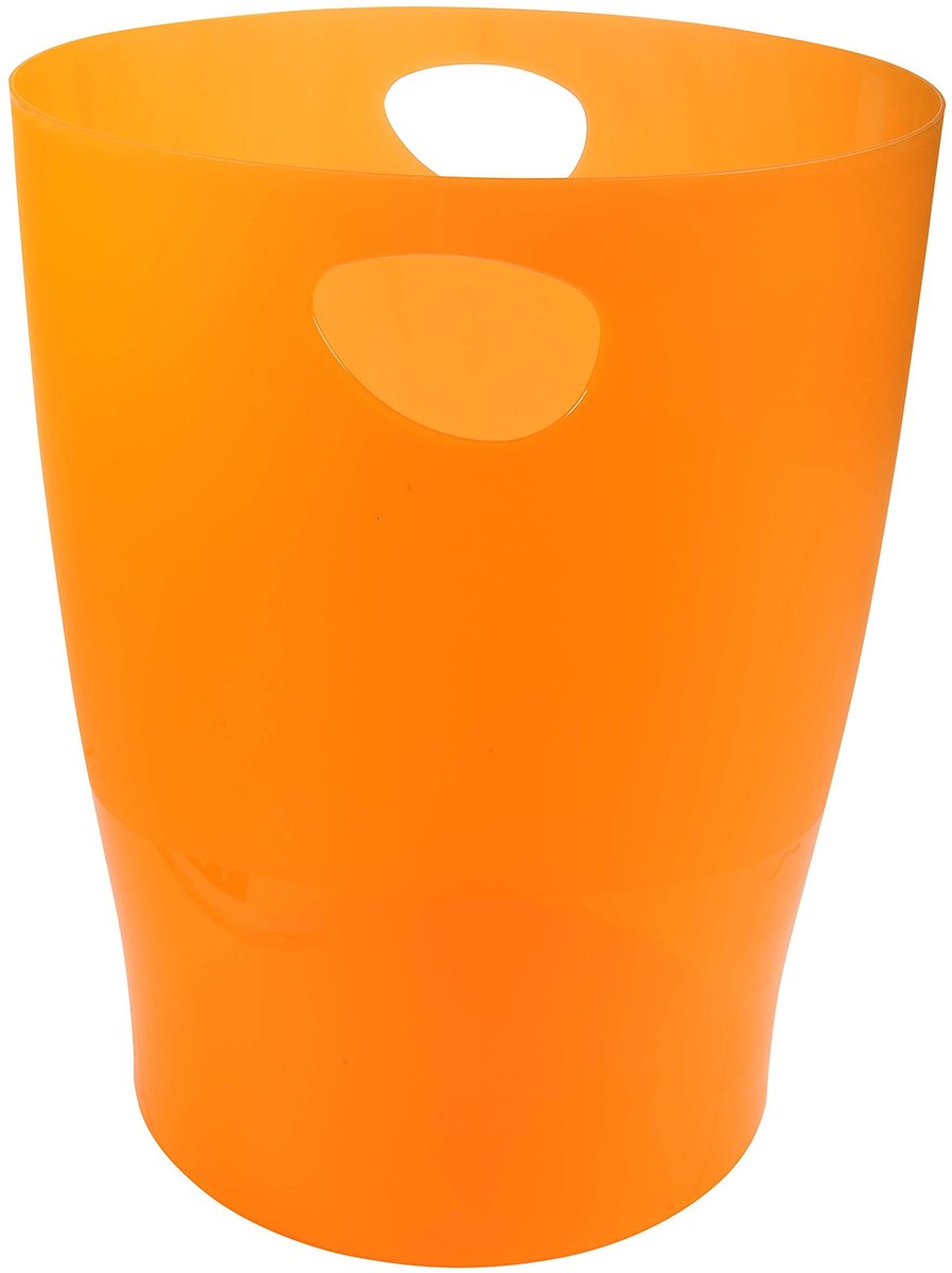VT Goods - Prullenbak - Grote capaciteit - 15 liter - Doorschijnend oranje - Prullenbak kantoor - Geschikt voor thuiskantoor
