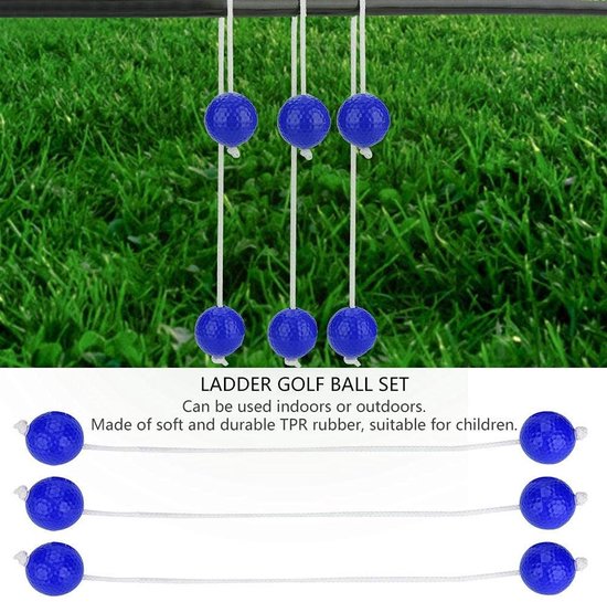 Allecto - Laddergolf - Tuinspeelgoed - Blauw - Golfballen - Speelset voor volwassenen en kinderen - 3 paar ladder golfballen van Allecto — afbeelding 2
