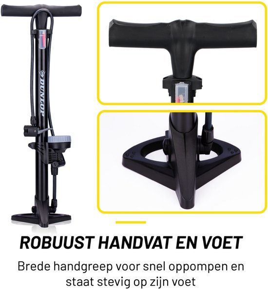 Dunlop Fietspomp met Drukmeter en Fiets Reparatieset 9-delig - Fietsgereedschap met Bandenplakkers en Bandenlichters - Geschikt voor Presta Dunlop Schrader Ventiel - Zwart — afbeelding 5