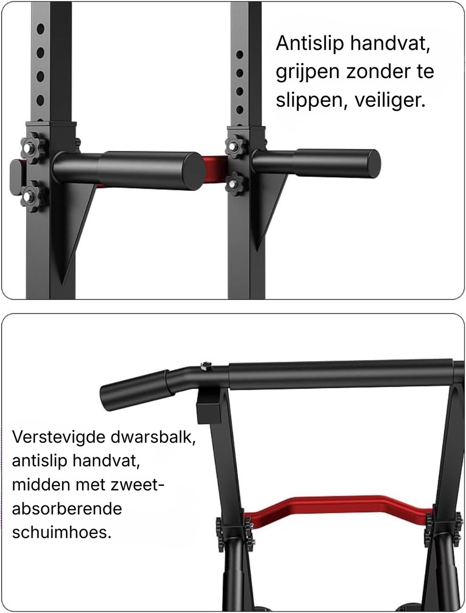 YOR® Squat Rack - Squat Wedge - Power Rack - Zwart - 82cm x 75cm x 210cm thumbnail 5