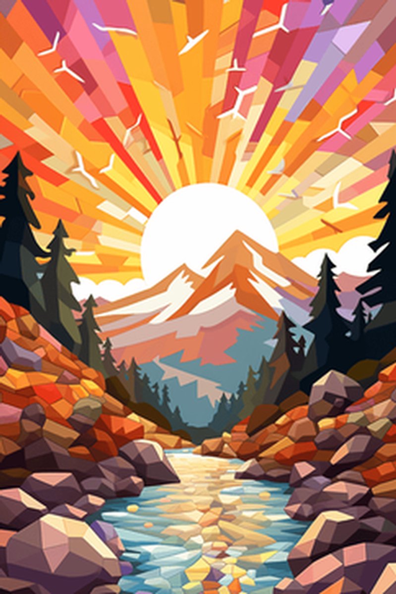 Bergposter - Natuur - Meditatie - Massage - Kalmerende - Bergomgeving - posters - formaat 30x40cm - XS454