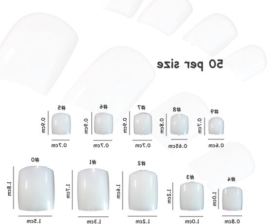 500 stuks natuurlijke Franse acryl kunstteennagels - teennagels tips - nagelkunst accessoires van Merkloos	 — afbeelding 3