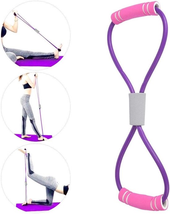 Oefenband voor Body Building en Fitness met 8 Shape Design - Set van 2 in 3 kleuren - Voor thuistraining, yoga, pilates - Geschikt voor armoefeningen — afbeelding 5