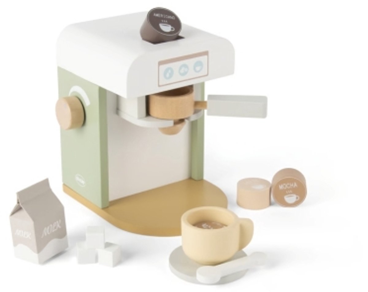 Dantoy houten koffiemachine XL speelgoedset - 13-delig in doos.