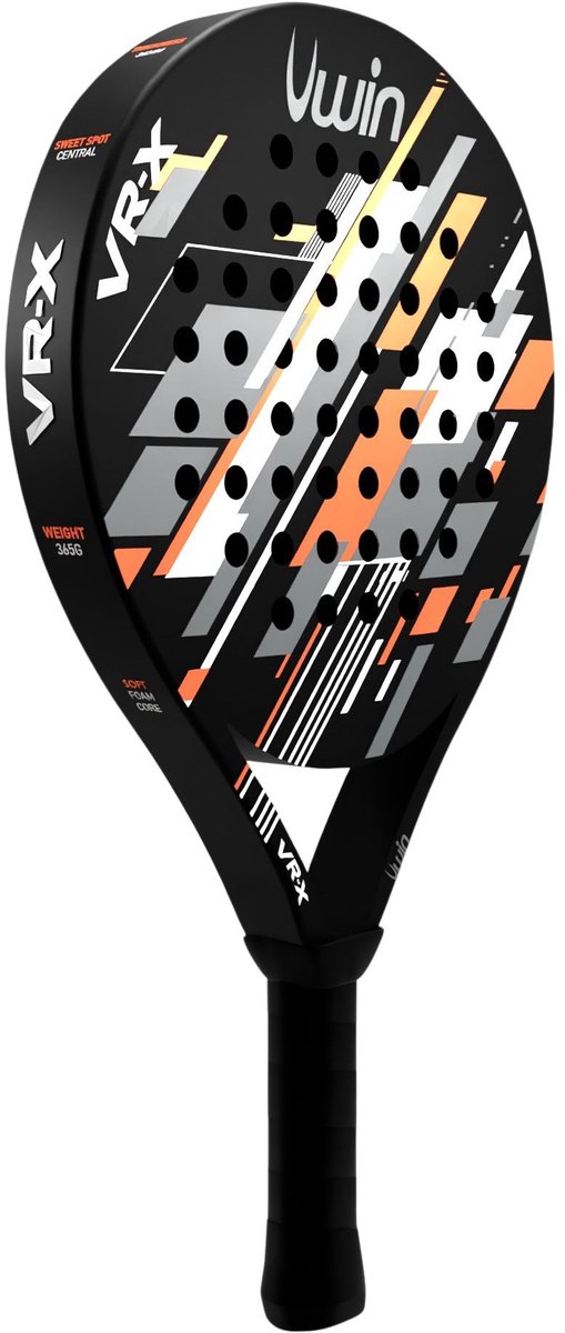Uwin padel racket junior - lichtgewicht, EVA 13 kern, oranje/wit/grijs.