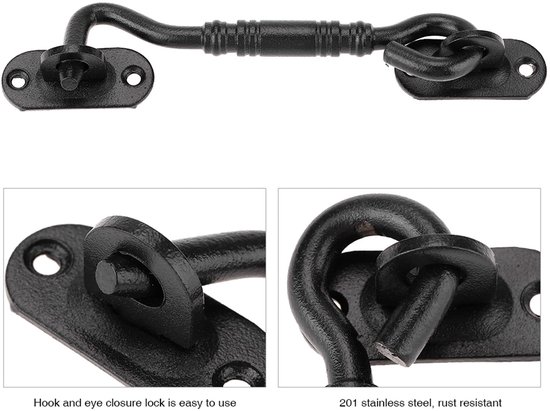 Allecto - Barn Gate Hook Latch - Multifunctionele Haak Sluiting - Voor Deur en Raam - Veilig en Duurzaam - Eenvoudige Installatie - Geschikt voor B... van Merkloos — afbeelding 2
