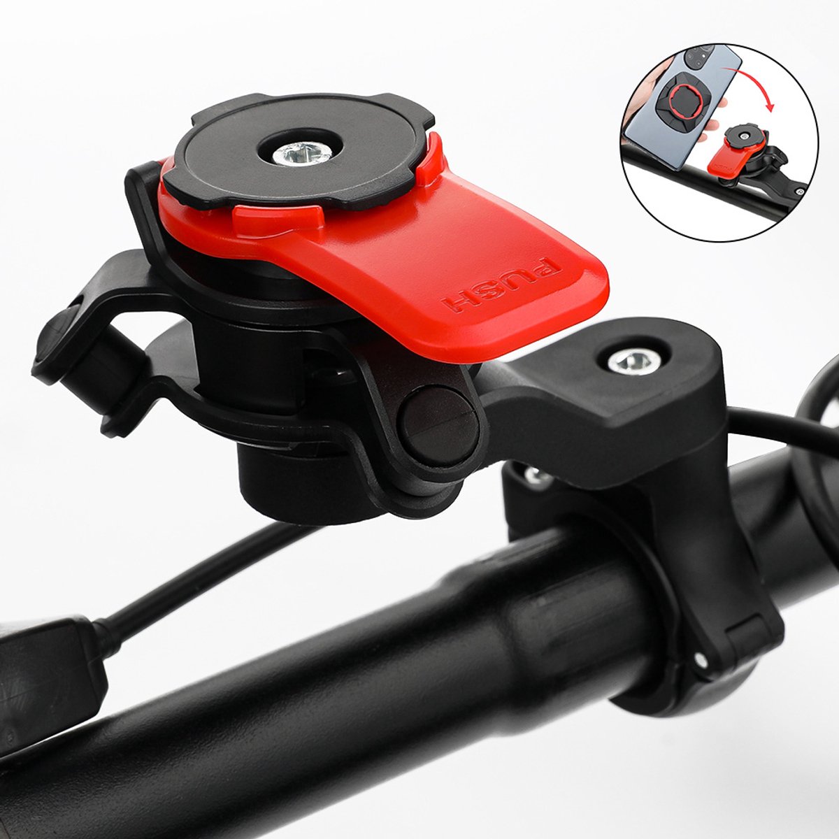 Motor & Fiets Telefoonhouder met Trillingsdemper - Smartphone fietshouder - GSM Houder - Anti - schok - 360 graden rotatie - Wielrennen - Universeel voor iPhone & Samsung - Twist & Lock Systeem